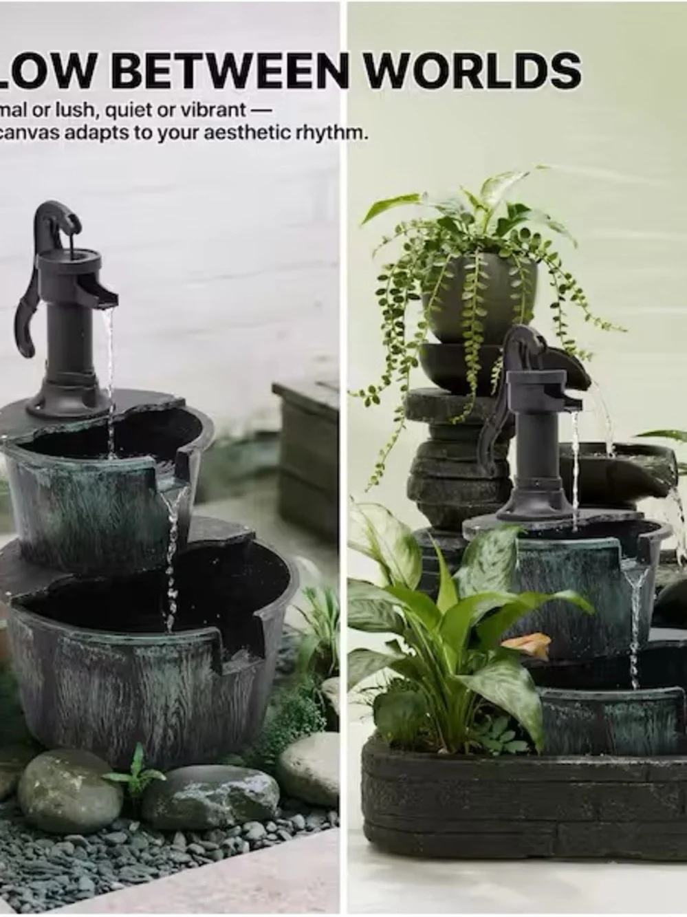 Outdoor Tiered Pump Water Fountain - Weathered Green🍃🍃🍃⭐️